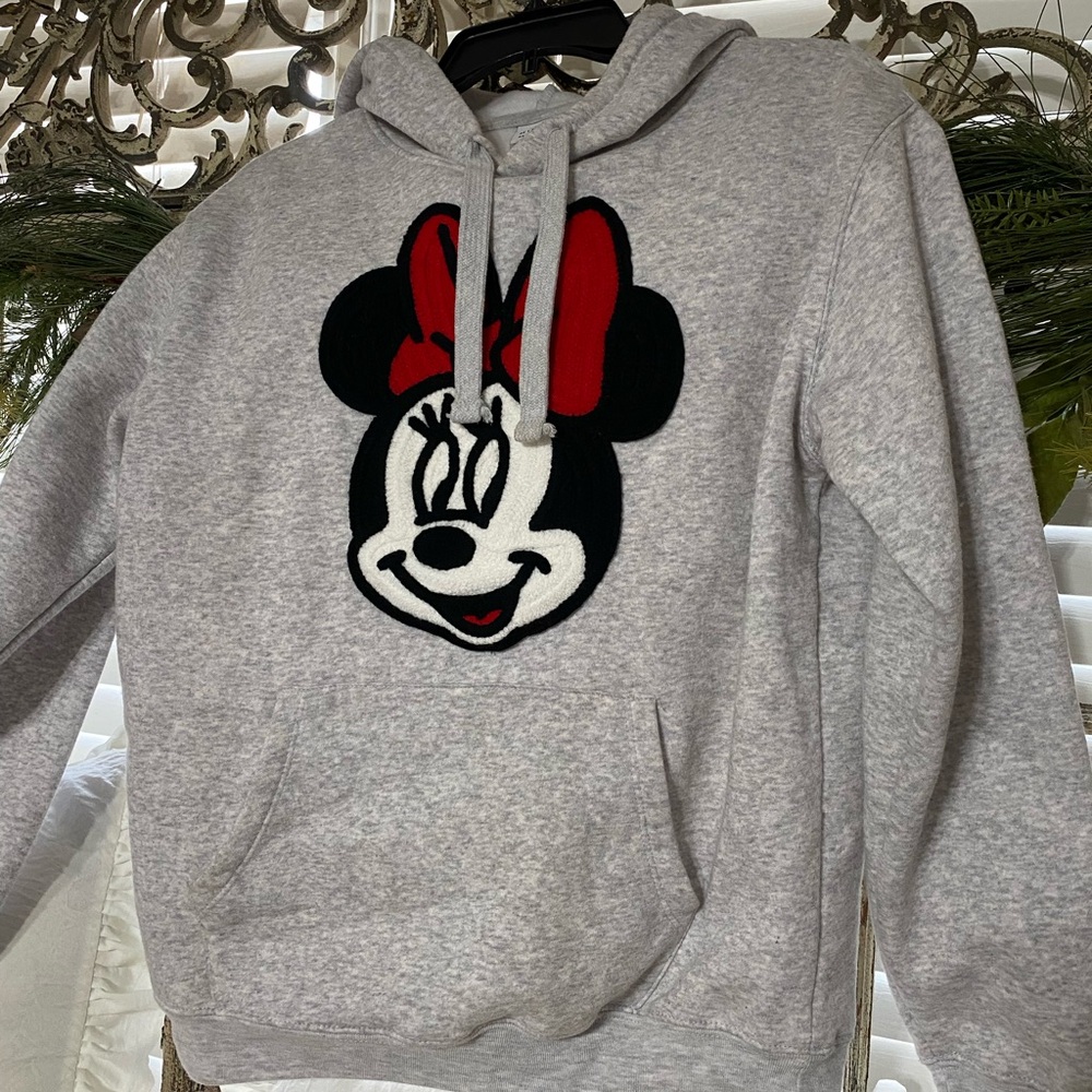 Gray Hoodie with Minnie Mouse crochet Design